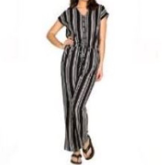 Lily Morgan Striped Maxi Jumpsuit with drawstring waist and front pockets - Picture 4 of 4